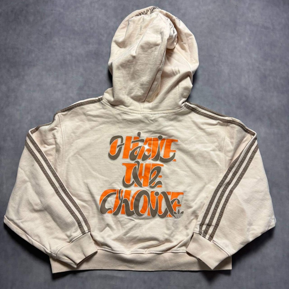 Adidas Originals Hoodie Womens M Cream Orange Excellent Change The Choice Crop